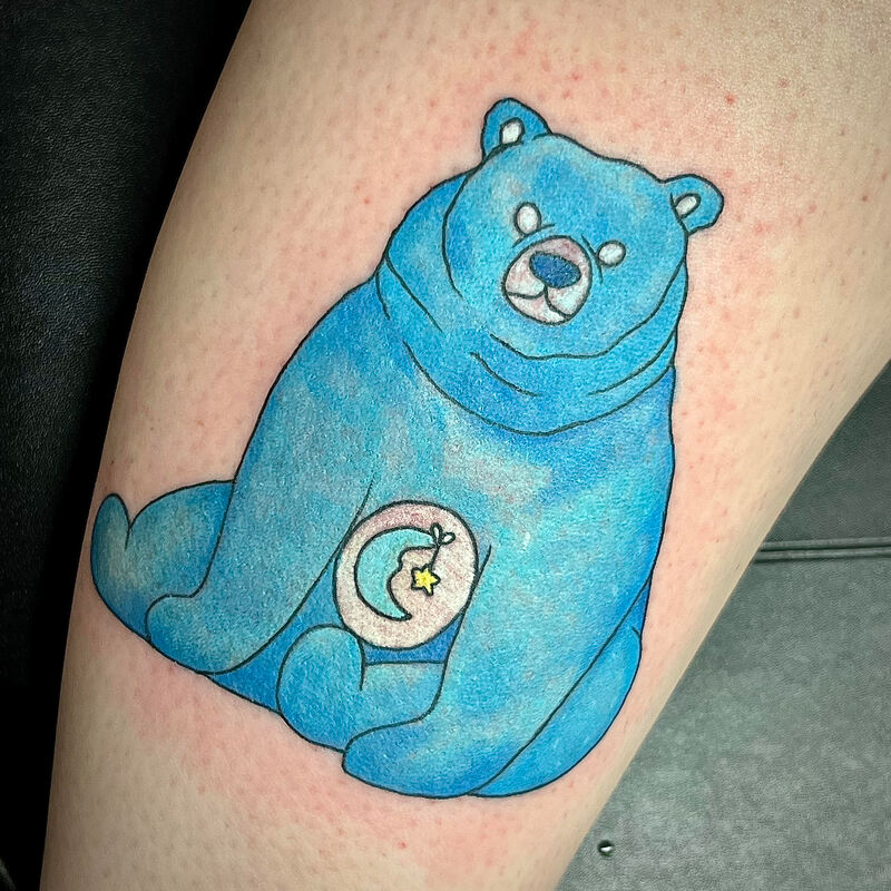 Care bear grizzly bear tattoo design by my client's partner.