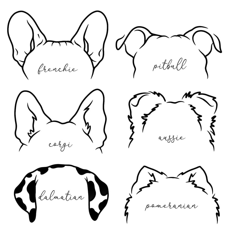 Dog ear outlines tattoos.