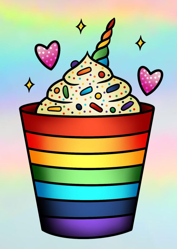 Rainbow unicorn pudding cup.