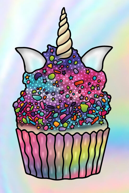 Rainbow unicorn cupcake.